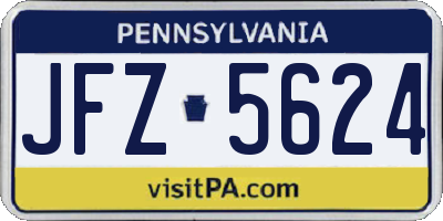 PA license plate JFZ5624