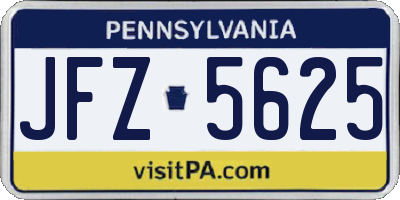 PA license plate JFZ5625