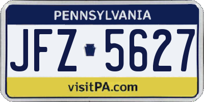 PA license plate JFZ5627
