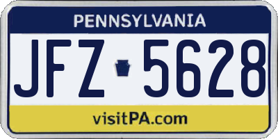 PA license plate JFZ5628