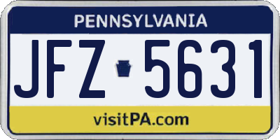 PA license plate JFZ5631
