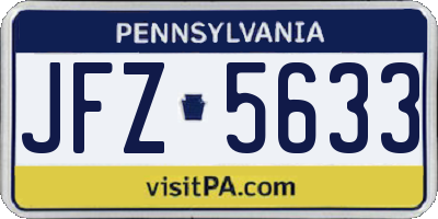 PA license plate JFZ5633