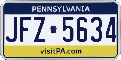 PA license plate JFZ5634