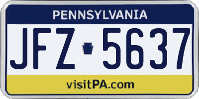 PA license plate JFZ5637