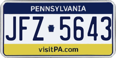 PA license plate JFZ5643