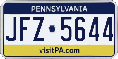 PA license plate JFZ5644