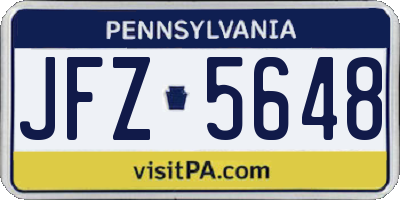 PA license plate JFZ5648