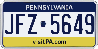 PA license plate JFZ5649