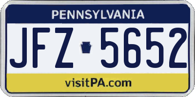 PA license plate JFZ5652