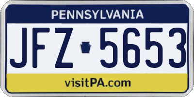 PA license plate JFZ5653