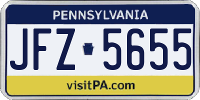 PA license plate JFZ5655