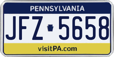 PA license plate JFZ5658