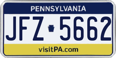 PA license plate JFZ5662