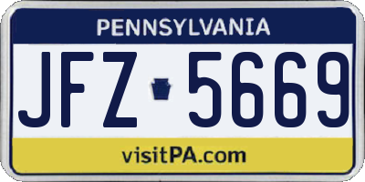 PA license plate JFZ5669
