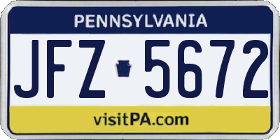 PA license plate JFZ5672
