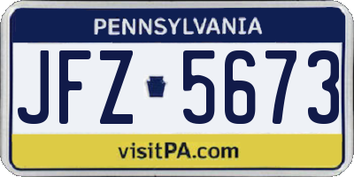 PA license plate JFZ5673