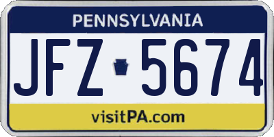 PA license plate JFZ5674