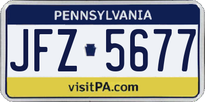 PA license plate JFZ5677