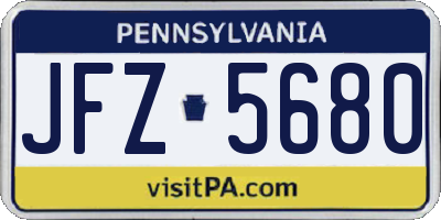 PA license plate JFZ5680