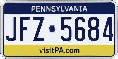 PA license plate JFZ5684