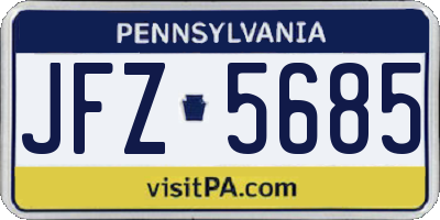 PA license plate JFZ5685