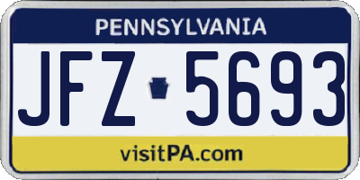 PA license plate JFZ5693