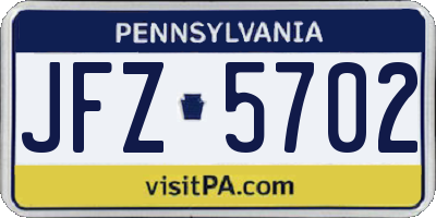 PA license plate JFZ5702