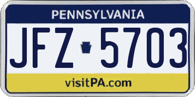 PA license plate JFZ5703