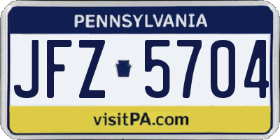 PA license plate JFZ5704