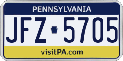 PA license plate JFZ5705