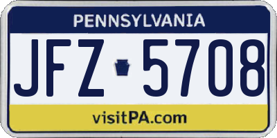 PA license plate JFZ5708