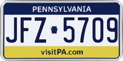 PA license plate JFZ5709