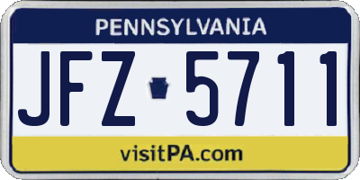 PA license plate JFZ5711
