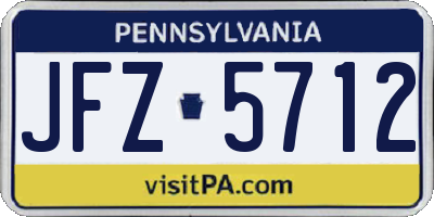 PA license plate JFZ5712