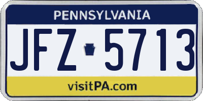 PA license plate JFZ5713