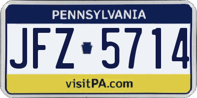 PA license plate JFZ5714