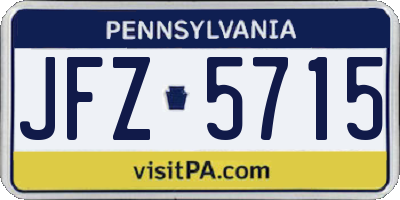 PA license plate JFZ5715