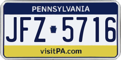 PA license plate JFZ5716