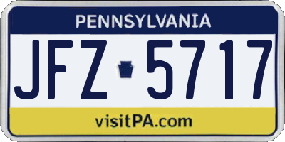 PA license plate JFZ5717