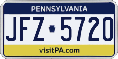 PA license plate JFZ5720