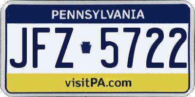 PA license plate JFZ5722