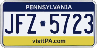 PA license plate JFZ5723
