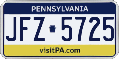 PA license plate JFZ5725