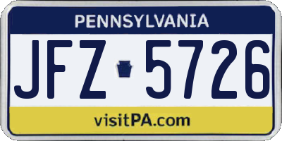 PA license plate JFZ5726