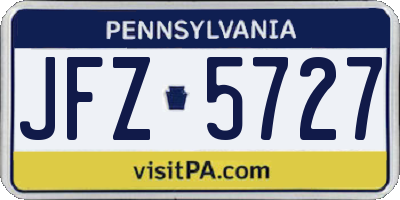 PA license plate JFZ5727