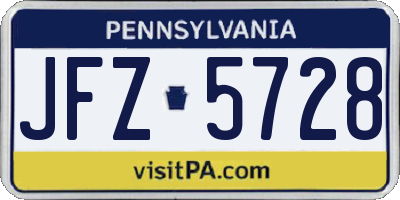 PA license plate JFZ5728