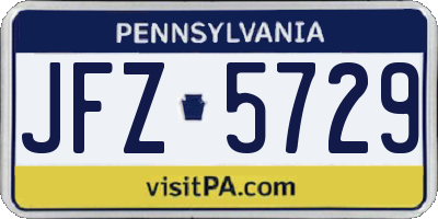 PA license plate JFZ5729