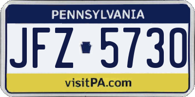 PA license plate JFZ5730