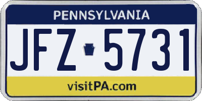 PA license plate JFZ5731