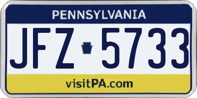 PA license plate JFZ5733